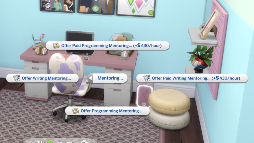A screenshot showing the option to mentor sims in programming