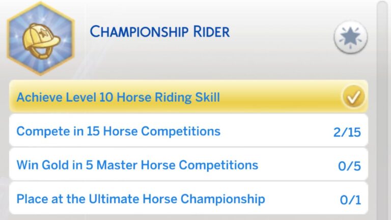 The Sims 4 Championship Rider Aspiration