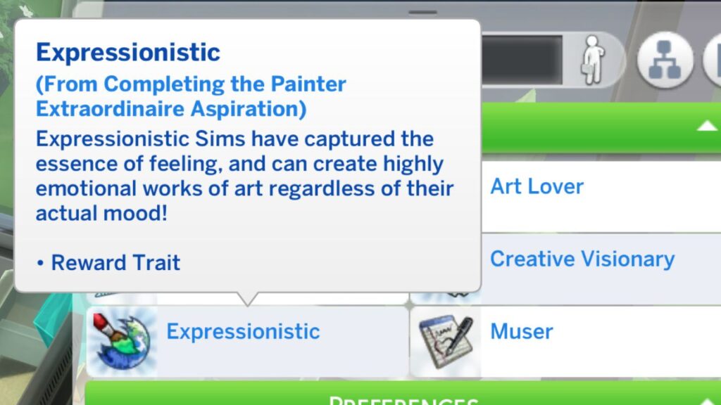 A screenshot of the expressionistic trait description