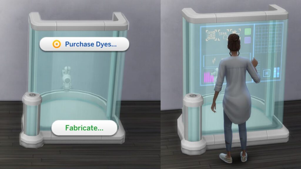 A screenshot from The Sims 4 showing how to fabricate items