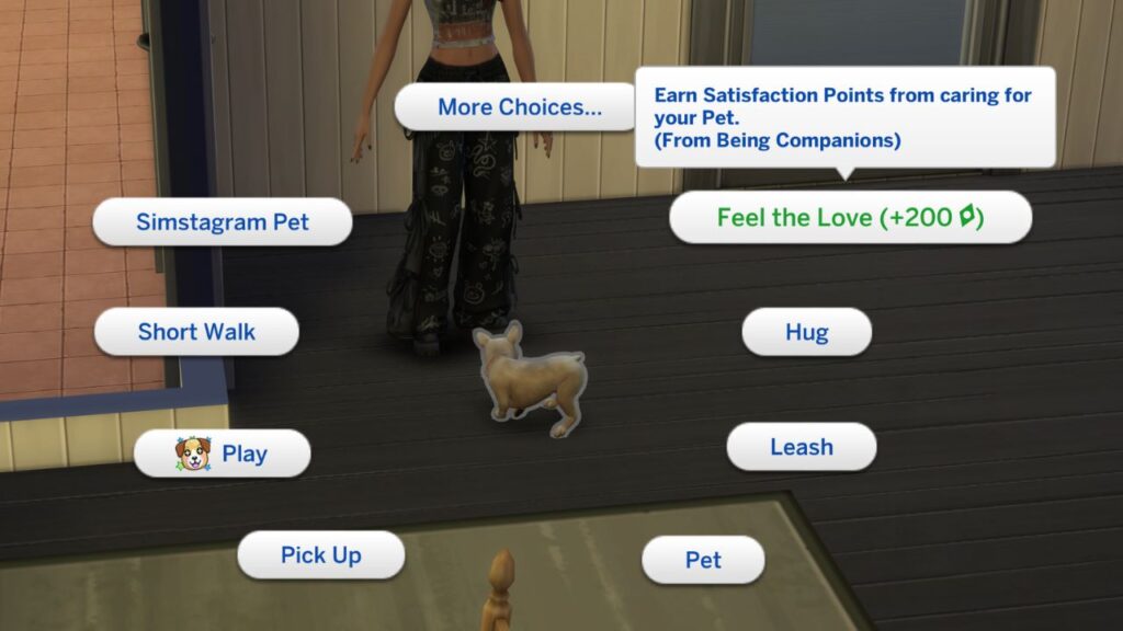 a screenshot of the feel the love interaction with pets