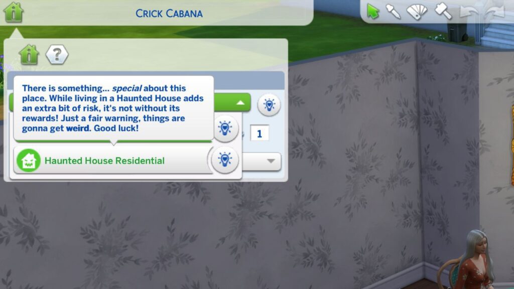 A screenshot from The Sims 4 showing how you can change a house into a haunted house