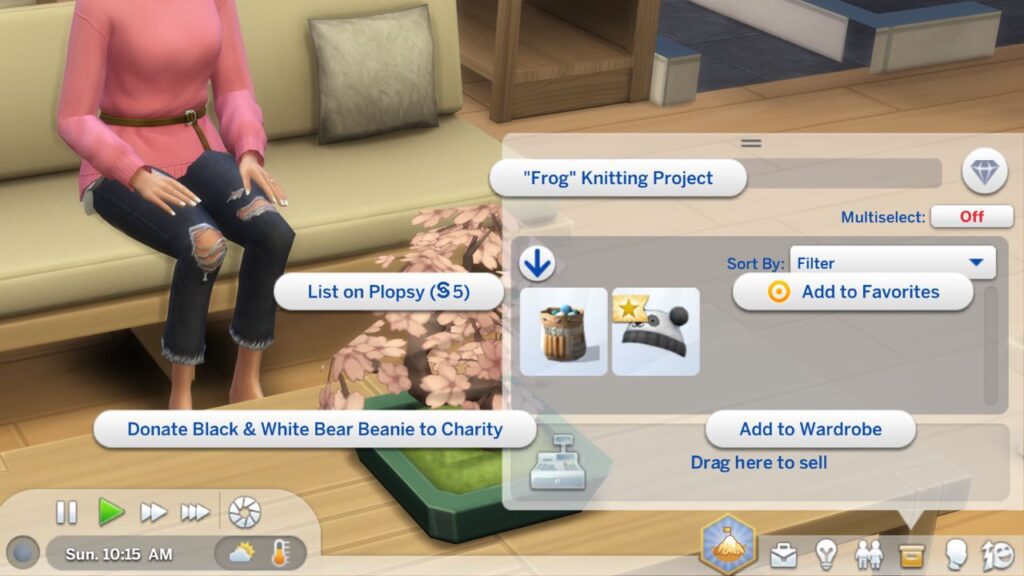 A menu showing the options you have when you finish a knit object