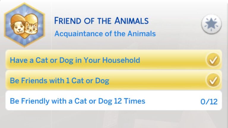 The Sims 4 Friend of the Animals Aspiration