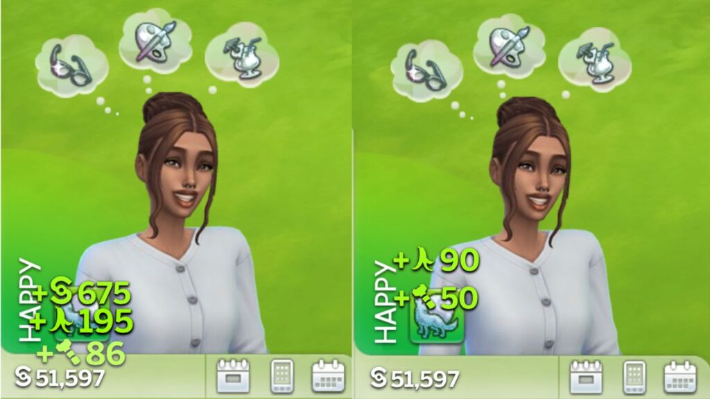 A set of two screenshots showing a sim receiving bits and bits for recycling 