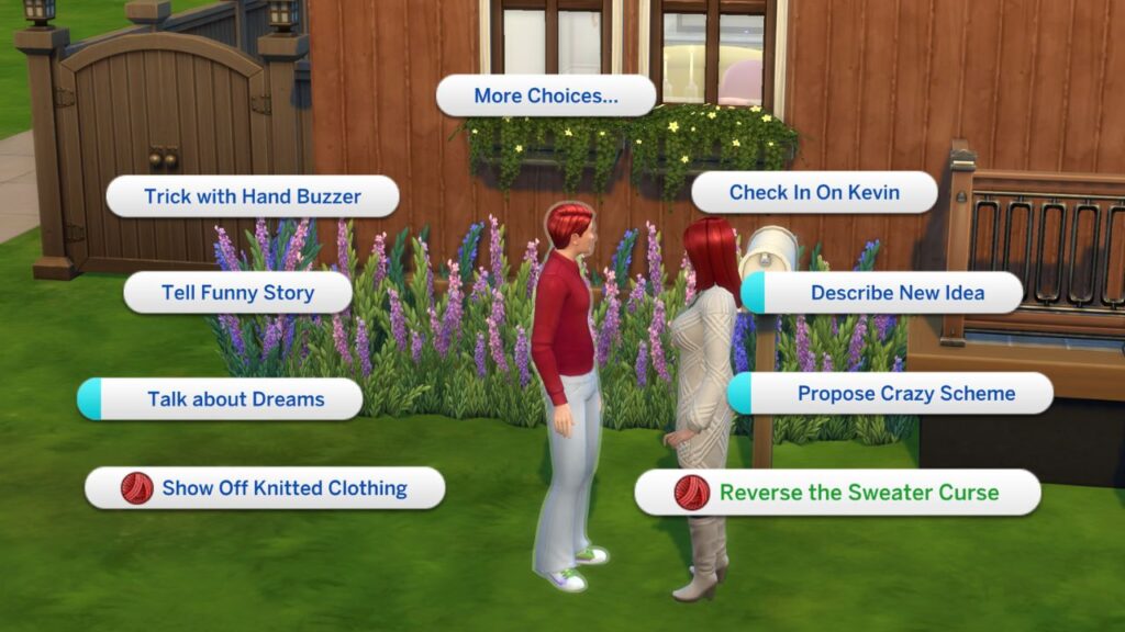A screenshot from The Sims 4 showing how to reverse the sweater curse