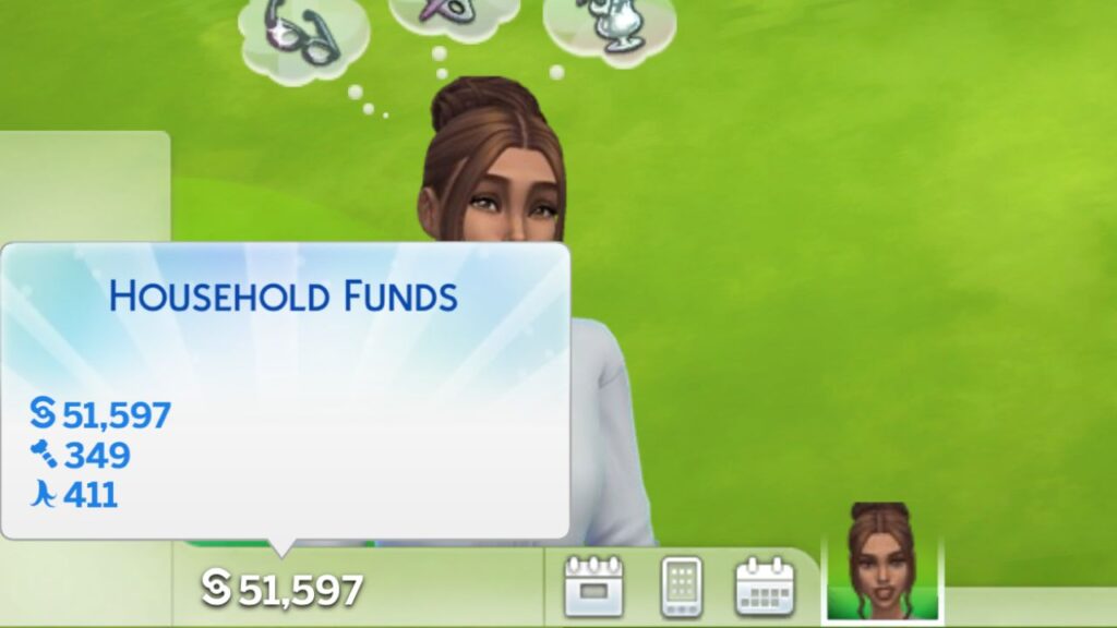 A screenshot from The Sims 4 showing how to see your bits and pieces 