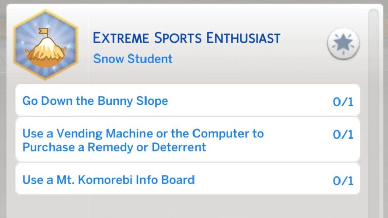 The Sims 4 Extreme Sports Enthusiast Aspiration