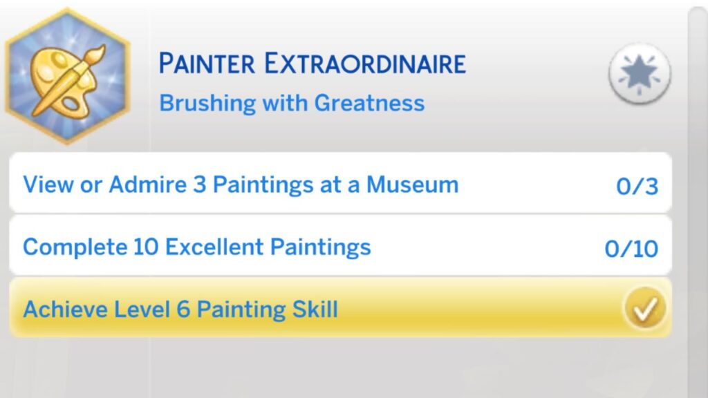 A screenshot showing the third stage of the painter extraordinaire aspiration
