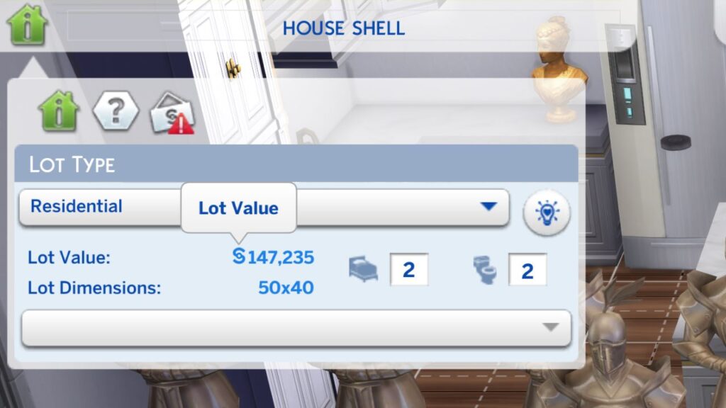 A screenshot from The Sims 4 showing a house worth 147,000 simoleons