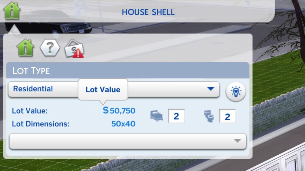 A screenshot from The Sims 4 showing a house with a 50,000 simoleon value