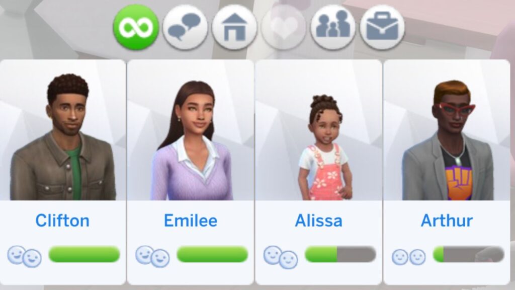 A screenshot from the sims 4 showing a child's friendship panel with 3 friends