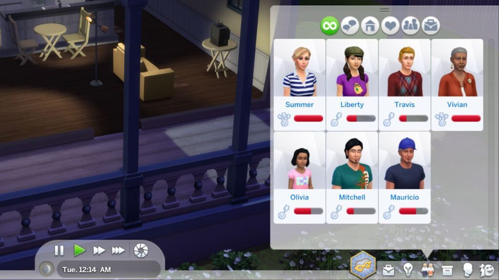 A screenshot from The Sims 4 of a sim's relationship panel with lots of negative interactions 