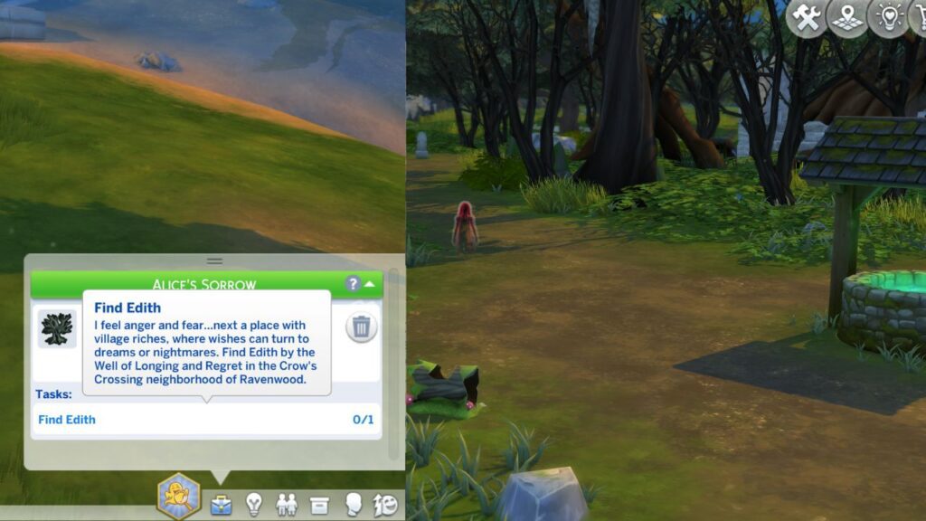 A screenshot from The Sims 4 showing where to find Edith