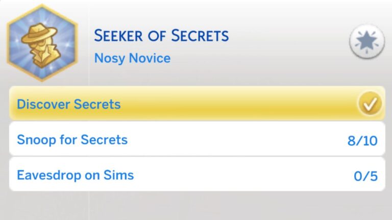 The Sims 4 Seeker of Secrets Aspiration