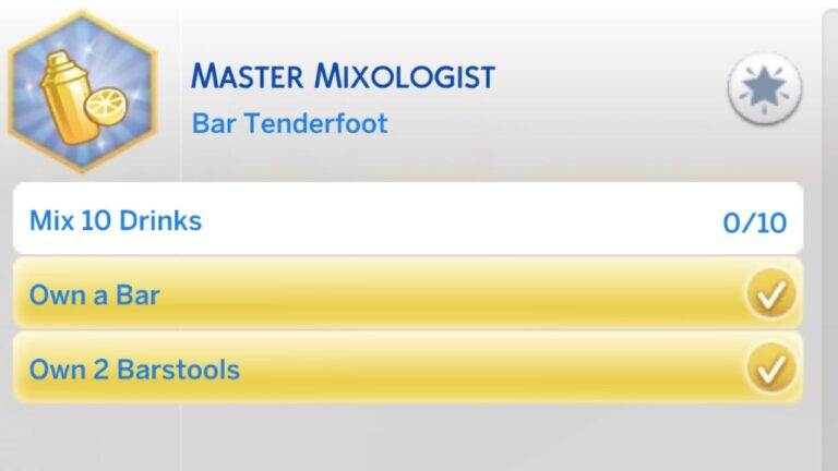 The Sims 4 Master Mixologist Aspiration