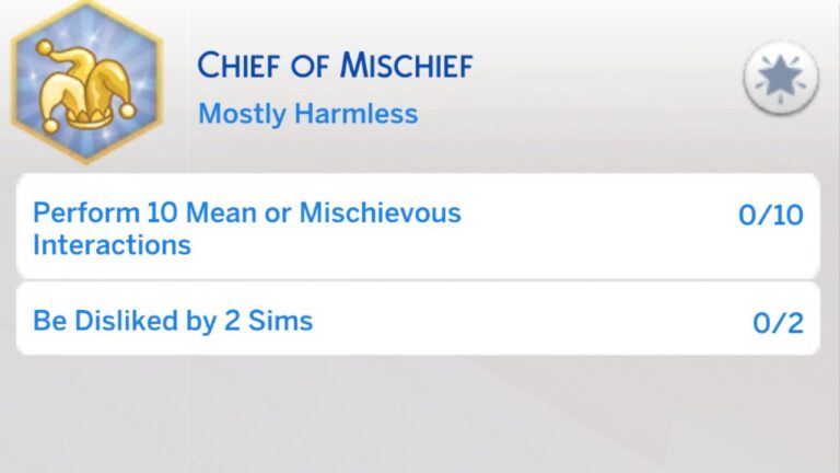 The Sims 4 Chief of Mischief Aspiration