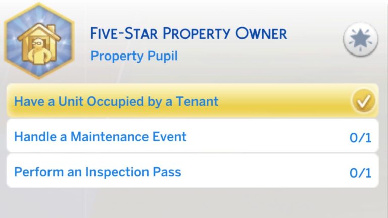 The Sims 4 Five Star Property Owner Aspiration