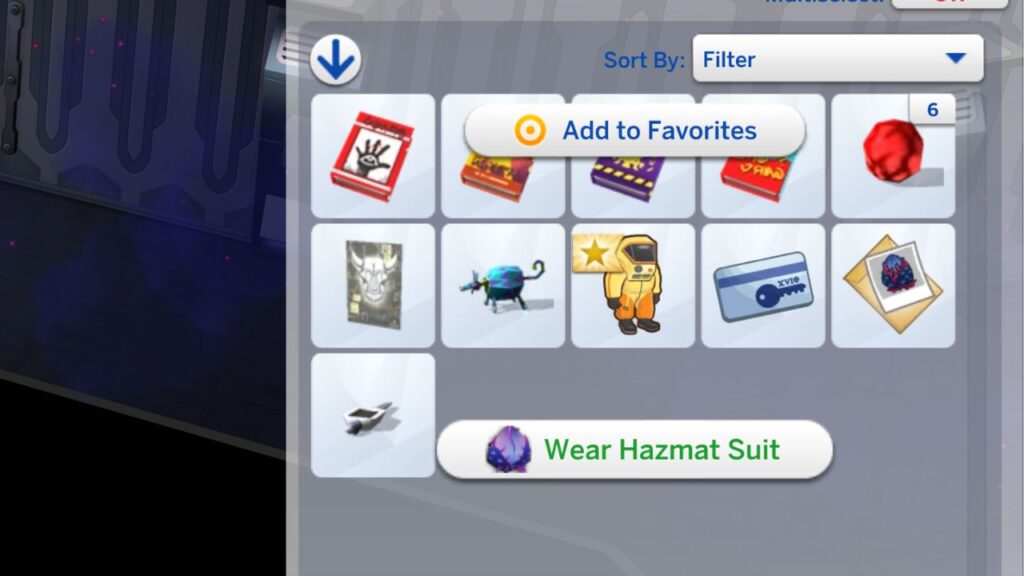 A screenshot from The Sims 4 showing how to wear a hazmat suit 