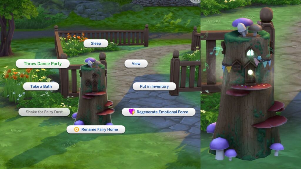 A screenshot from The Sims 4 showing how to throw a fairy dance party
