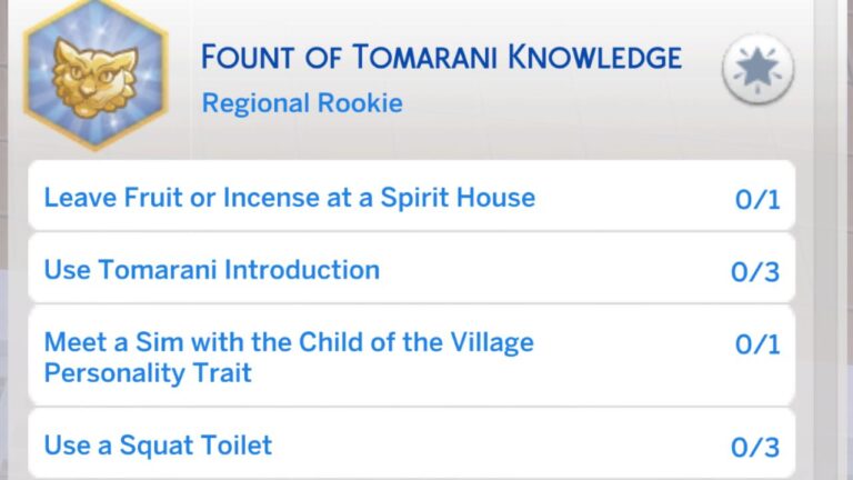 The Sims 4 Fount of Tomarani Knowledge Aspiration