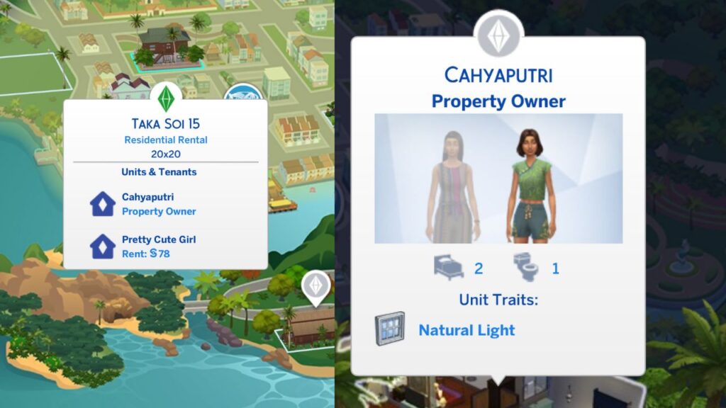 A screenshot from The Sims 4 showing where you can find a sim with the child of the village trait