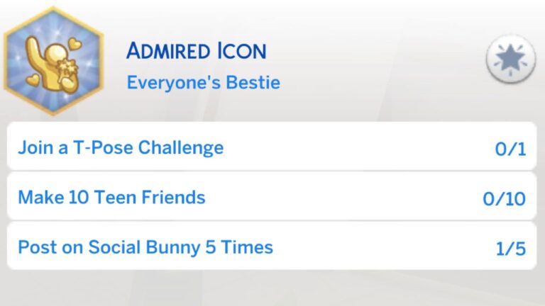 a screenshot from the sims 4 showing the admired icon stage 1