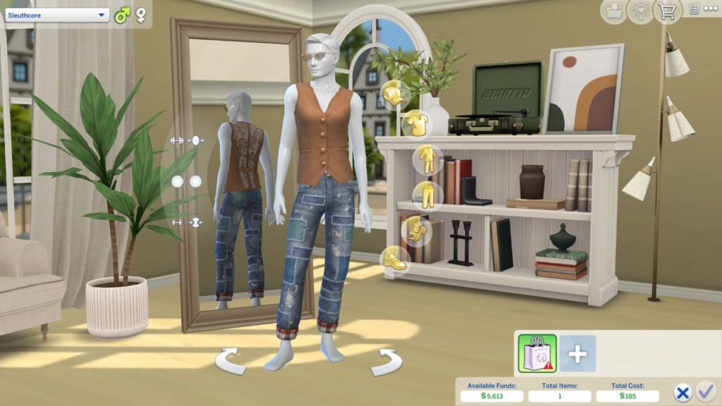 A screenshot from The Sims 4 showing  the creation catalog for thrifting