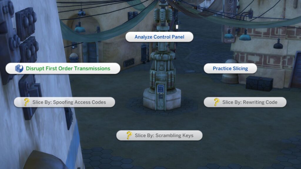 A screenshot from The Sims 4 showing how to disrupt first order transmissions