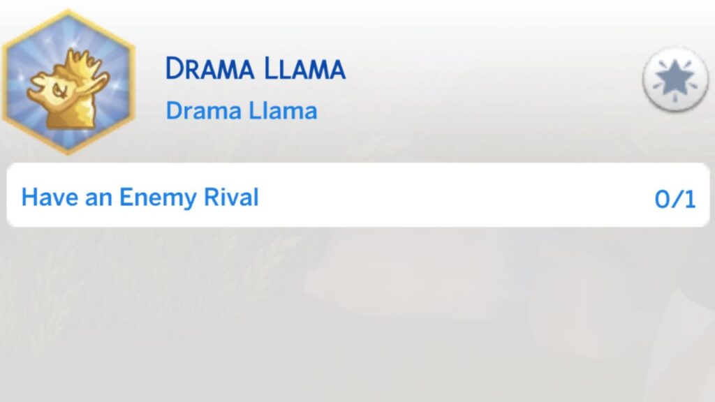 A screenshot from The Sims 4 showing the third stage of the drama llama aspiration