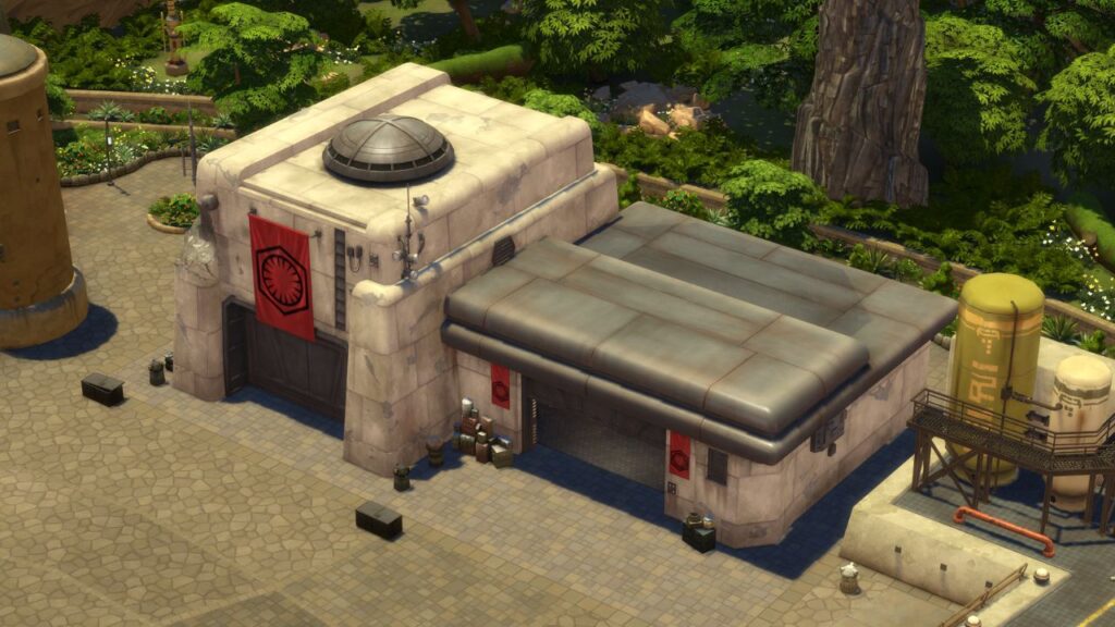 A screenshot from The Sims 4 showing the first order cargo building