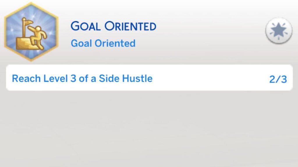 A screenshot from the sims 4 showing the third stage of the goal oriented aspiration