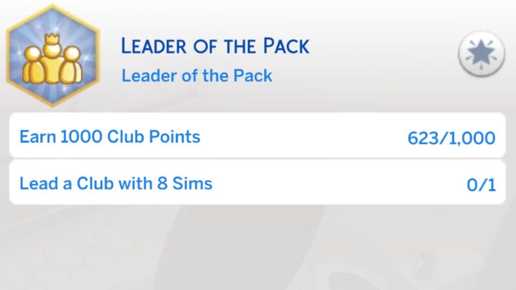 A screenshot from The Sims 4 showing the fourth stage of the leader of th epack aspiration 