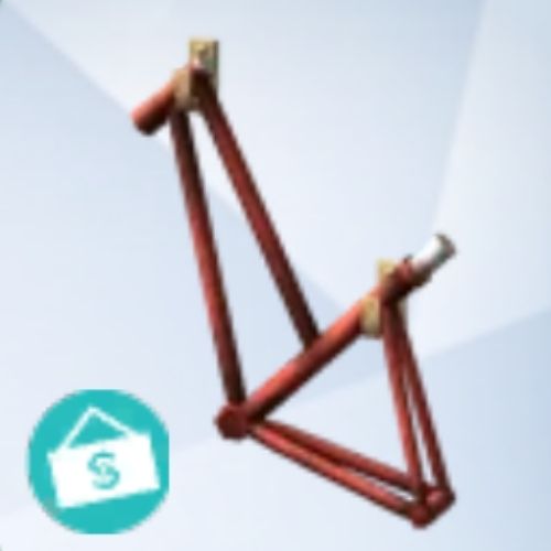 A screenshot from The Sims 4 with a grey background and a bicycle frame