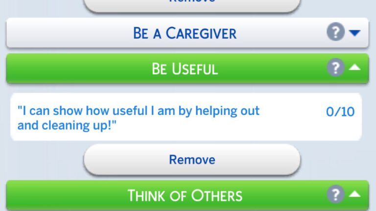 A screenshot from The Sims 4 showing the task option for the sims 4 be useful formative moment