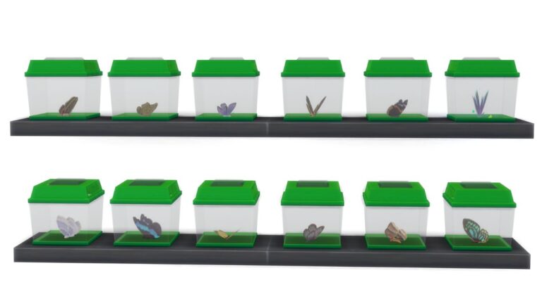A screenshot from The Sims 4 showing the butterfly and moth collection