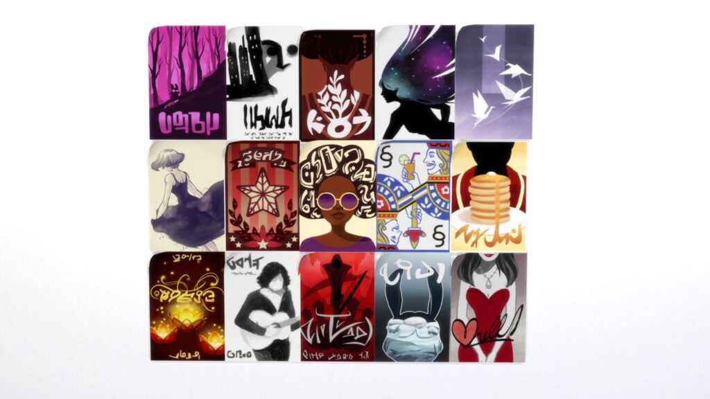 A screenshot from The Sims 4 showing all 15 city posters
