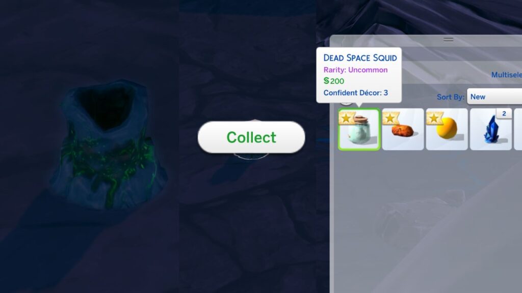 A screenshot from The Sims 4 showing how to collect space aliens from a volcano