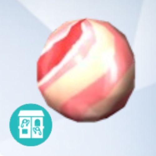 A screenshot from The Sims 4 showing a grey background with an enlarged image of a marble with a design that has various shades of pink 