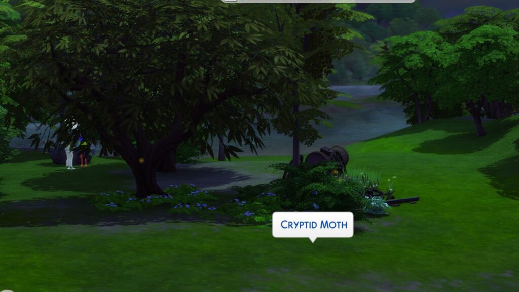 A screenshot from The Sims 4 showing where you can find the Cryptid Moth