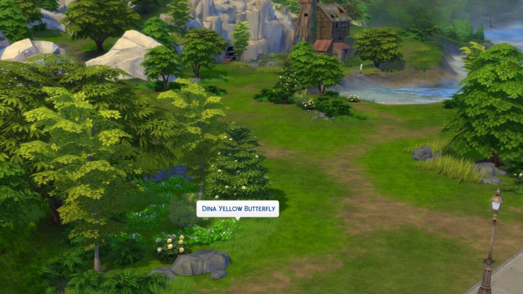 A screenshot from The Sims 4 showing the Dina Yellow Butterfly