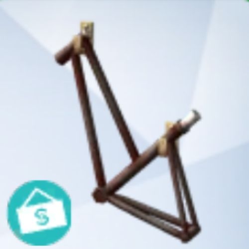A screenshot from The Sims 4 with a grey background and a bicycle frame