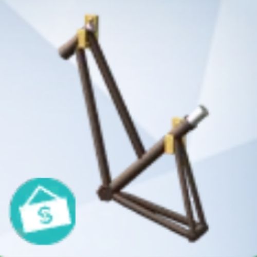 A screenshot from The Sims 4 with a grey background and a bicycle frame