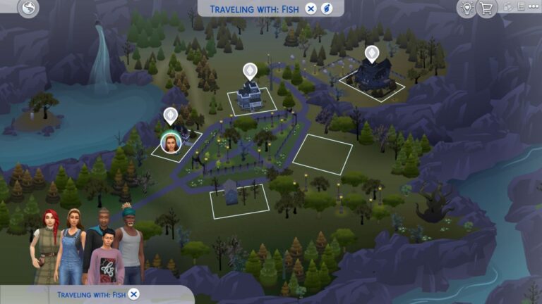 A screenshot from The Sims 4 showing the forgotten hollow map