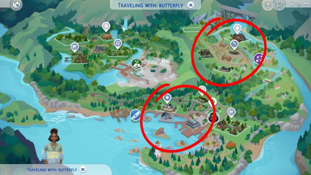 A screenshot from The Sims 4 showing the two areas you can find a Goliath Silk Moth