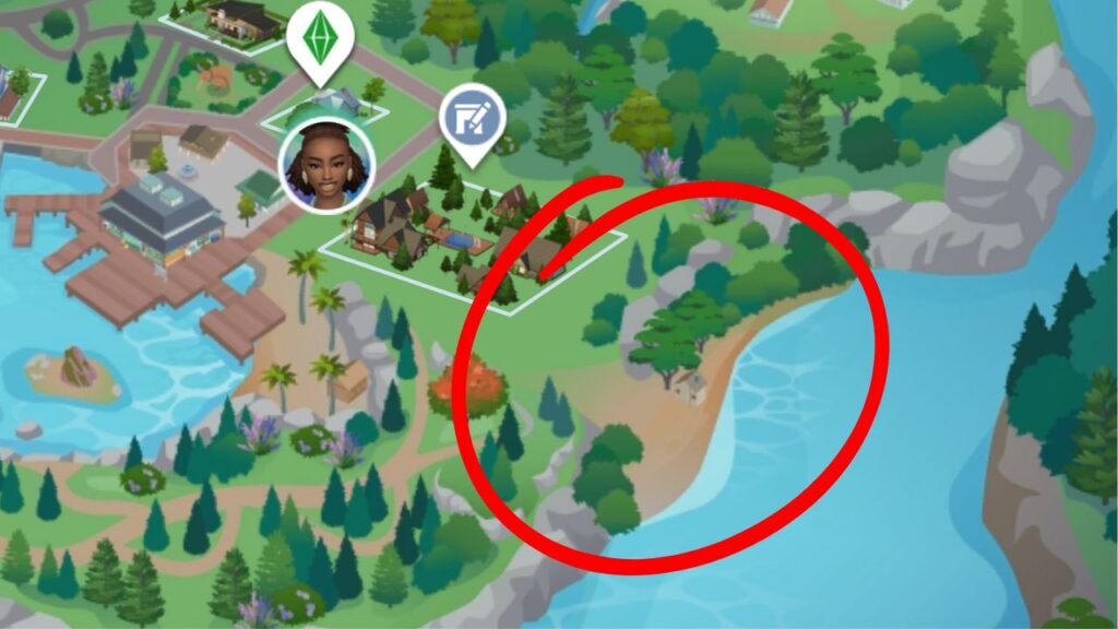 A screenshot from The Sims 4 showing the location of where to catch a Grim's Head Hawkmoth