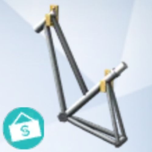 A screenshot from The Sims 4 with a grey background and a bicycle frame