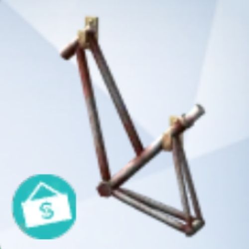 A screenshot from The Sims 4 with a grey background and a bicycle frame