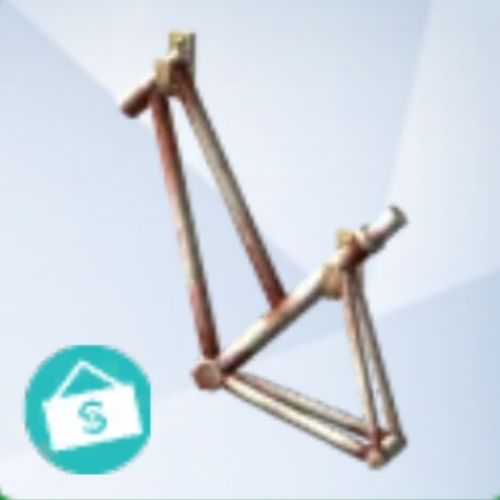A screenshot from The Sims 4 with a grey background and a bicycle frame
