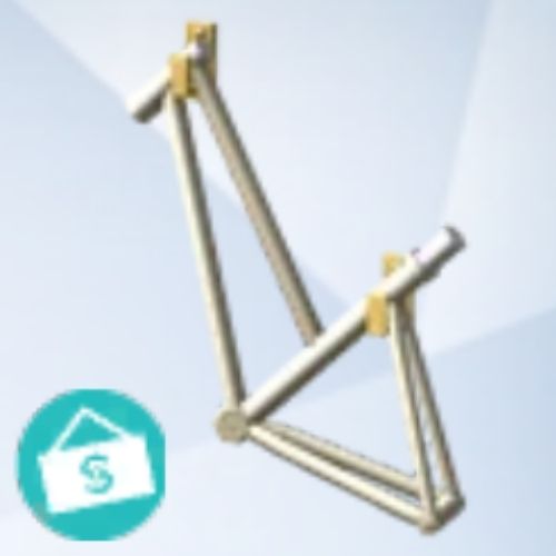 A screenshot from The Sims 4 with a grey background and a bicycle frame